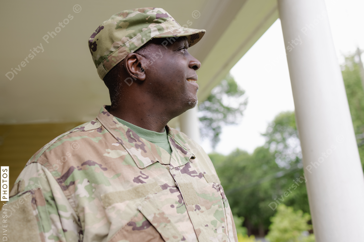 Portrait of Black army man in uniform