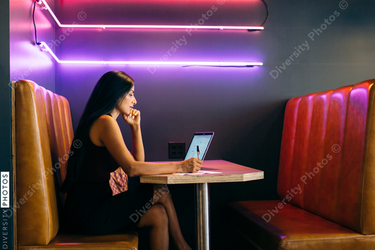 Young businesswoman working on laptop