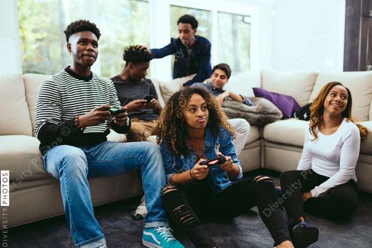 Friends playing video games