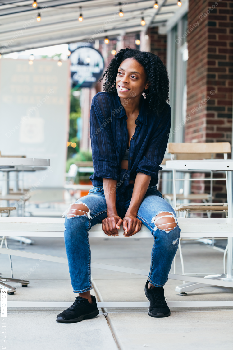 Happy black woman outdoor portrait 