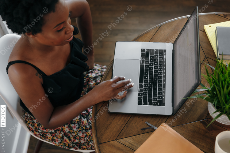 Woman working remotely from home