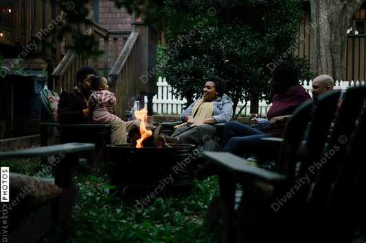Black friends safely gathered at backyard kickback party