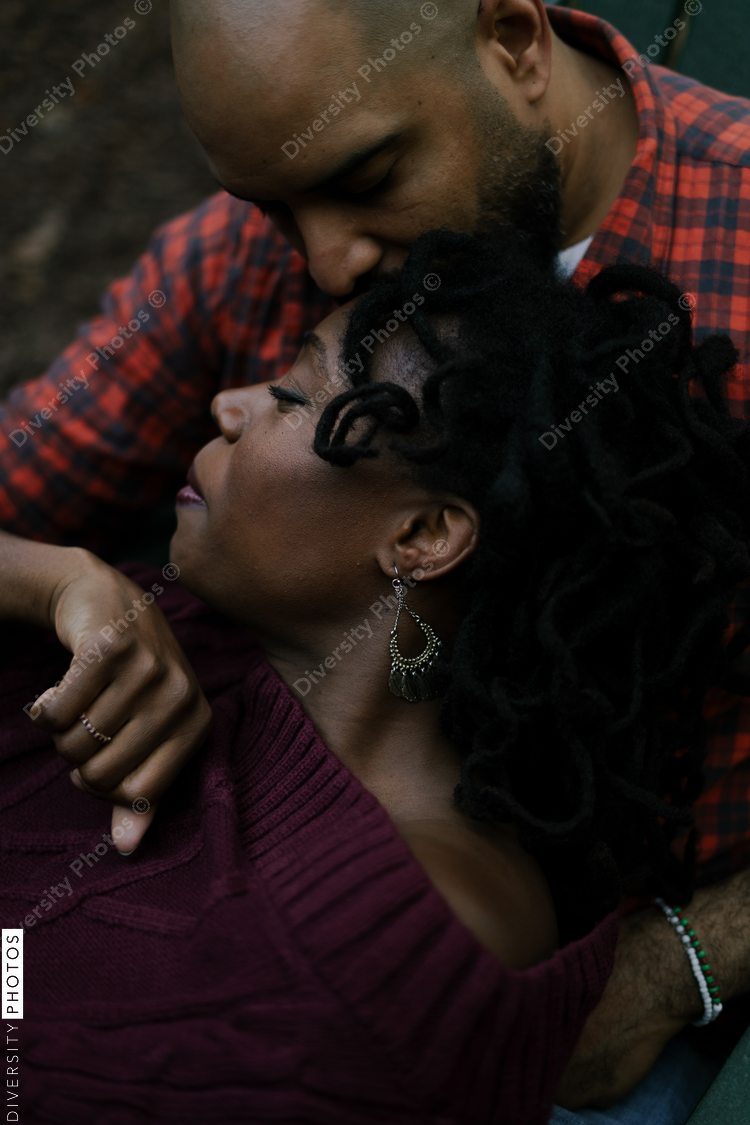 Black married couple outdoors in backyard for date night