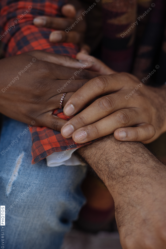 Black husband and wife in love and holding hands