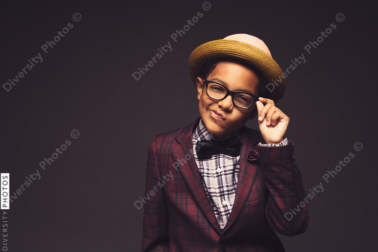 Studio portrait of stylish boy