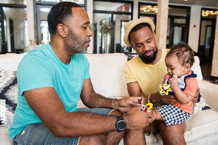 Child playing with his father