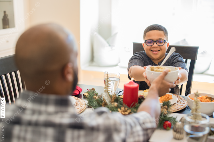 Family eating Christmas meal together