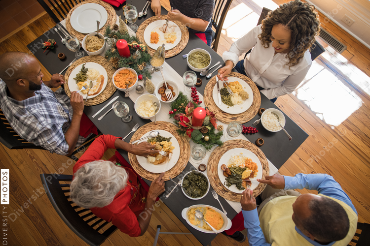 Family eating Christmas meal together