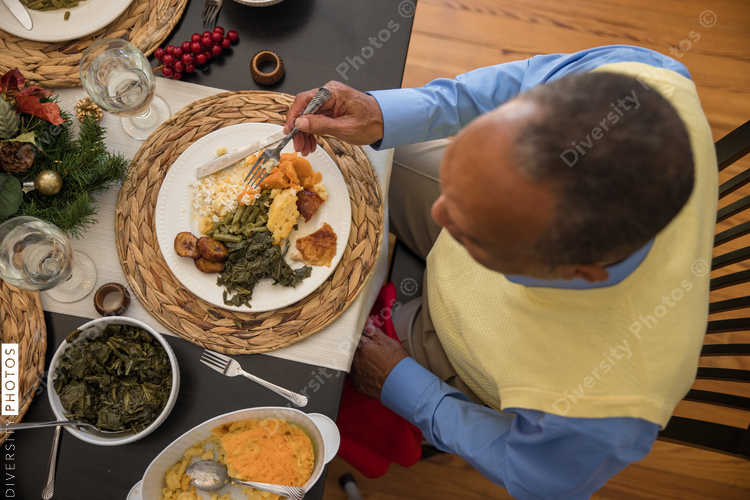 Family eating Christmas meal together