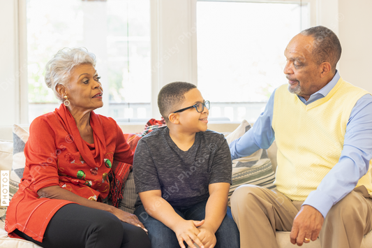 Black grandparents visit grandson on Christmas