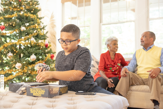 Black grandparents visit grandson on Christmas
