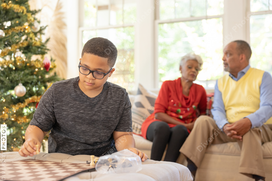 Black grandparents visit grandson on Christmas