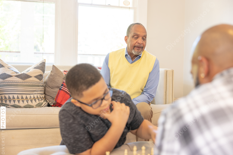 Family playing games during Christmas