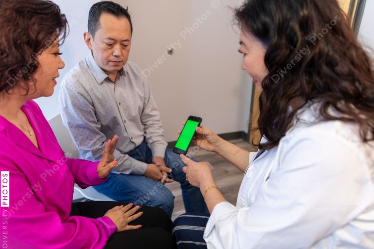 Telehealth doctor speaking with patients virtual through smartphone